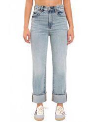 DAZE - Sun High Rise Vintage Straight Cuffed Jeans - Lyst