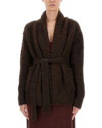 Uma Wang - Plush Textured Wool Blend Cardigan With Shawl Collar - Lyst