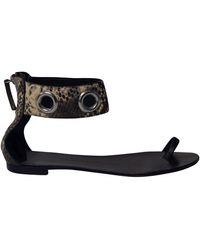 Giuseppe Zanotti - Snakeskin Print Ankle Strap Flat Sandals - Lyst