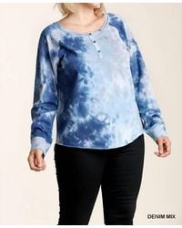 Umgee - Tie Dye Button Front Raglan Sleeve Top With Raw Hem - Lyst