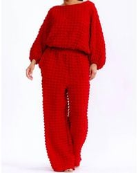 Karen T Design - Relaxed-Fit Top With Trendy Balloon Sleeves And Wide-Leg Pants - Lyst