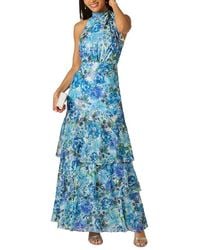 Adrianna Papell - Glazed Printed Chiffon Long Gown - Lyst