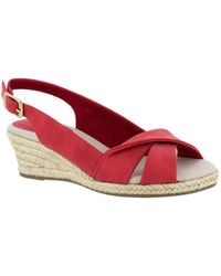 Easy Street - Maureen Faux Leather Slingback Wedge Sandals - Lyst