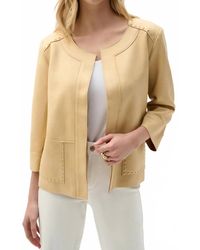 Joseph Ribkoff - Studded Open Front Boxy Faux Suede Jacket - Lyst