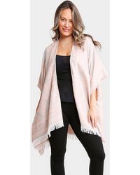 TRUEDAMES - Floral Pattern Fringe Ruana Poncho - Lyst