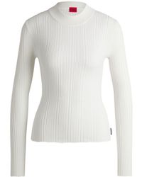 HUGO - Slim-Fit Sweater With Irregular Ribbed Structure - Lyst