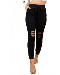 White Birch - Distressed Drawstring Waist Jogger Pants - Lyst