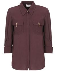 Elisabetta Franchi - Bordeaux Viscose Shirt With Classic Collar - Lyst