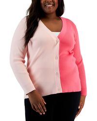 Anne Klein - Plus Colorblock Ribbed Cardigan Sweater - Lyst
