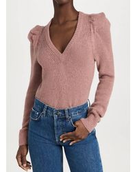 Nation Ltd - Lara Puff Shoulder V-Neck Pullover - Lyst