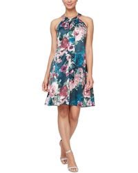 SLNY - Floral Knee Halter Dress - Lyst