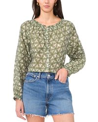 Vince Camuto - Long Sleeve V-Neck Button Down Blouse - Lyst