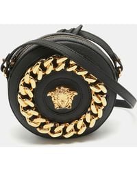 Versace - Leather La Medusa Chain Round Crossbody Bag - Lyst