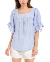 Beach Lunch Lounge Womens Striped Fringe Trim Casual Top 