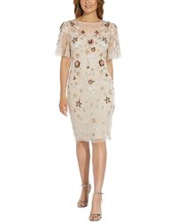 Adrianna Papell - Embellished Floral Print Sheath Dress - Lyst