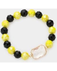 Fashnzfab - Lucite Accented Faceted Beaded Stretch Bracelet, Lucite - Lyst