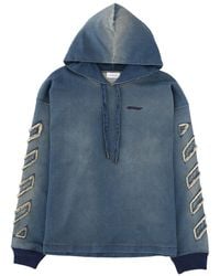 Off-White c/o Virgil Abloh - Diag Cotton Frayed Denim Hoodie - Lyst