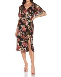 Adrianna Papell - Petites Foiled Midi Cocktail And Party Dress - Lyst