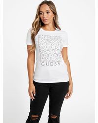 Guess - Naty Crewneck Rhinestone Tee - Lyst