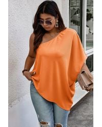 TRUEDAMES - Plus One Shoulder Solid Casual Loose Fit Shirt - Lyst