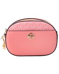 Michael Kors - Jet Set Glam Tea Rose Leather Oval Crossbody Handbag Purse - Lyst
