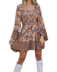 Angie - Ember Bell Sleeve Mini Smock Dress - Lyst