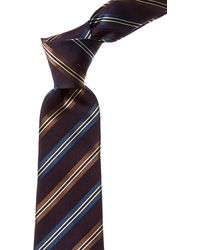 Canali - Navy Stripes Silk Tie - Lyst