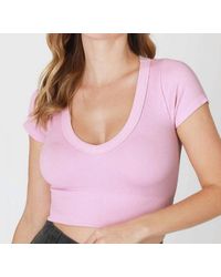 Nikibiki - Seamless Ribbed V Neck Crop Tee - Lyst