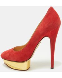 Charlotte Olympia - Suede Dolly Platform Pumps - Lyst