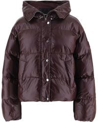 Pinko - Bordeaux Technical Fabric Hooded Down Jacket - Lyst