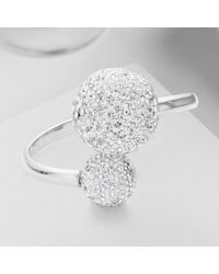 Fashnzfab - Rhinestone Embellished Double Ball Hinged Evening Bracelet Rhodium - Lyst