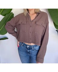Bobi - Cropped Button Up Shirt - Lyst
