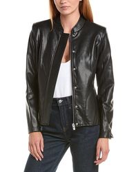 Via Spiga - Peplum Faux Leather Jacket - Lyst