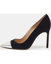 Manolo Blahnik - Suede And Leather Bipunta Cap-Toe Pumps - Lyst