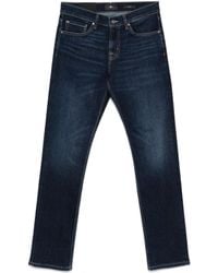 7 For All Mankind - Dark Straight Leg Jeans With Classic Five-Pocket Design - Lyst