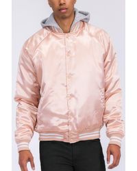 TRUEDAMES - Satin Varsity Bomber Jacket - Lyst