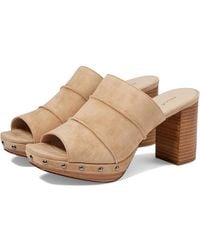 Pelle Moda - Amery Sandals Suede Round Toe Block Heel Slip-On Jobb185 - Lyst