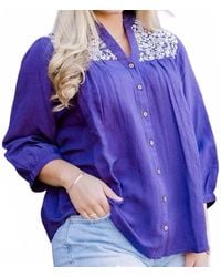 Layerz Clothing - Jane V-Neck Three Quarter Sleeve Top - Lyst