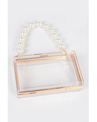 Fashnzfab - Pearl Handle Transparent Frame Clutch - Lyst