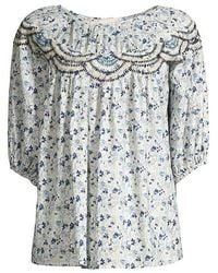Johnny Was - Blouse Blue Floral Tatiana Top Peasant Ladies - Lyst