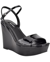 Nine West - Faux Leather Ankle Strap Wedge Heels - Lyst