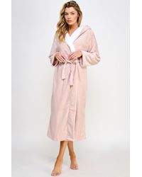 TRUEDAMES - Sherpa-Lined Hooded Plush Lounge Robe - Lyst