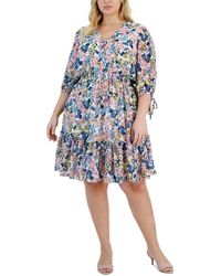 Taylor - Plus Knee Length Floral Print Fit & Flare Dress - Lyst