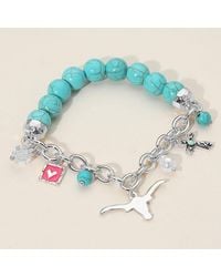 Fashnzfab - Secret Box_Western Steer Head Cross Heart Pearl Charm Beaded Stretch Bracelet - Lyst
