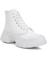 LONDON RAG - Roxane Chunky Womenswhite Leather Round Toe Ankle Boots Zap2281 - Lyst