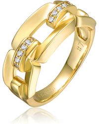 Rachel Glauber - 14k Plated With Cubic Zirconia Pave Chain Link Ring - Lyst