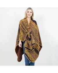 TRUEDAMES - Open Front Bohemian Pattern Shawl Wrap With Loop - Lyst