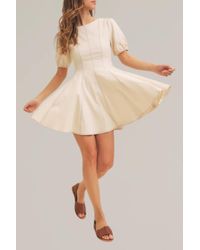 In February - Puff Sleeve Fit And Flare Denim Mini Dress - Lyst