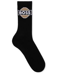 BOSS - Ribbed Cotton-blend Short Socks With Badge Logo - Lyst