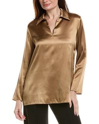 Lafayette 148 New York - Split Collar Popover Blouse - Lyst
